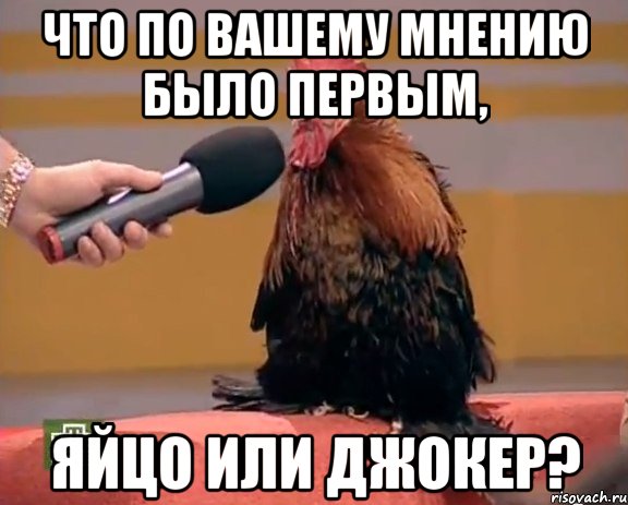 что по вашему мнению было первым, яйцо или джокер?, Мем Интервью с петухом