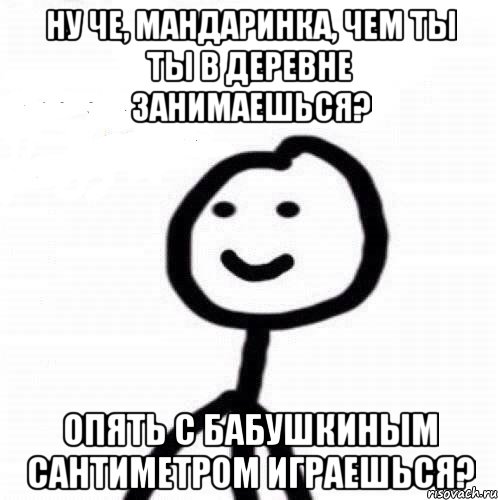 Ну че, мандаринка, чем ты ты в деревне занимаешься? Опять с бабушкиным сантиметром играешься?, Мем Теребонька (Диб Хлебушек)