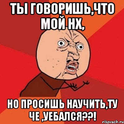 Ты говоришь,что мой нх, Но просишь научить,ту Че ,уебался??!, Мем Почему