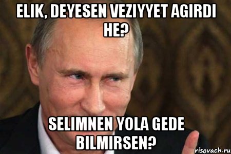 Elik, deyesen veziyyet agirdi he? Selimnen yola gede bilmirsen?, Мем путин