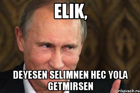 Elik, deyesen Selimnen hec yola getmirsen, Мем путин