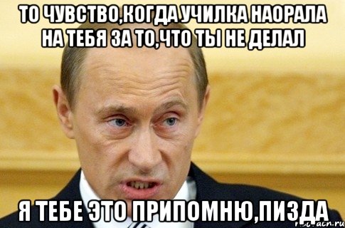 То чувство,когда училка наорала на тебя за то,что ты не делал Я тебе это припомню,пизда, Мем путин