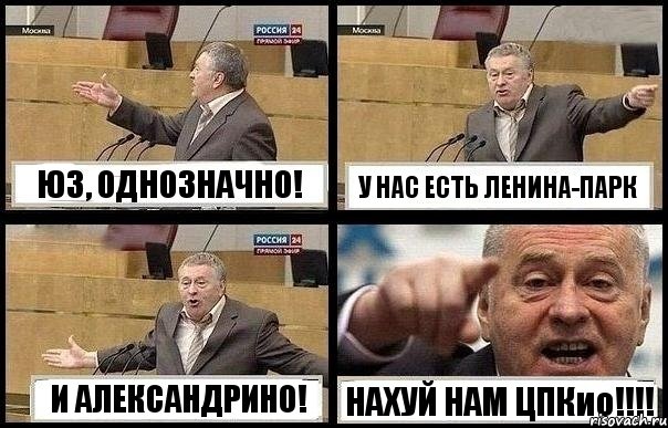 ЮЗ, ОДНОЗНАЧНО! У НАС ЕСТЬ ЛЕНИНА-ПАРК И АЛЕКСАНДРИНО! НАХУЙ НАМ ЦПКио!!!!, Комикс с Жириновским