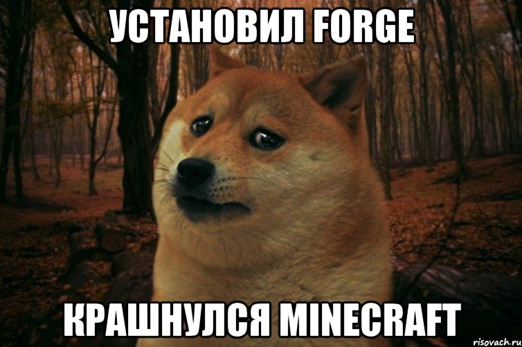 Установил Forge Крашнулся Minecraft, Мем SAD DOGE