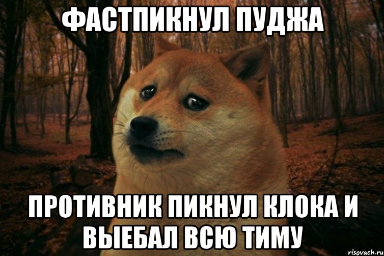 Фастпикнул пуджа Противник пикнул клока и выебал всю тиму, Мем SAD DOGE