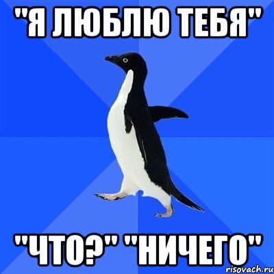 "я люблю тебя" "что?" "ничего", Мем  Социально-неуклюжий пингвин