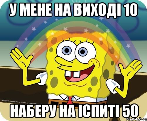 У мене на виході 10 наберу на іспиті 50, Мем Воображение (Спанч Боб)