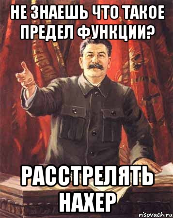 не знаешь что такое предел функции? расстрелять нахер, Мем  сталин цветной