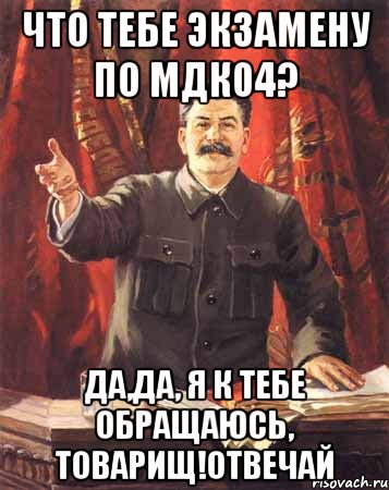 что тебе экзамену по мдк04? да,да, я к тебе обращаюсь, товарищ!Отвечай, Мем  сталин цветной