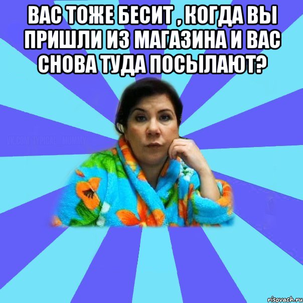 Вас тоже бесит , когда вы пришли из магазина и вас снова туда посылают? , Мем типичная мама