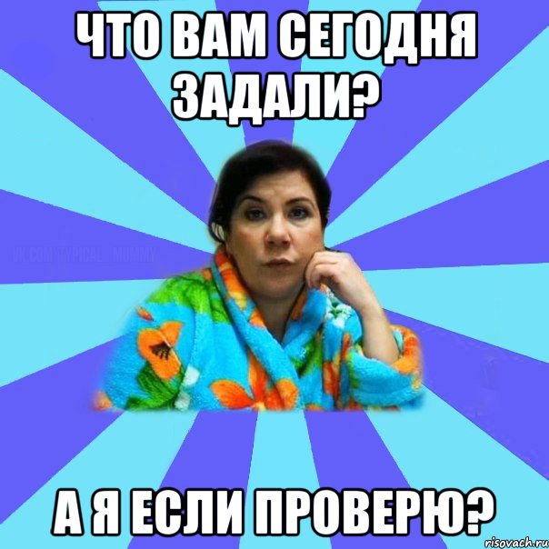 Что вам сегодня задали? А я если проверю?, Мем типичная мама