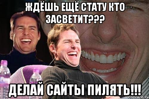 Ждёшь ещё стату кто засветит??? Делай сайты ПИЛЯТЬ!!!, Мем том круз