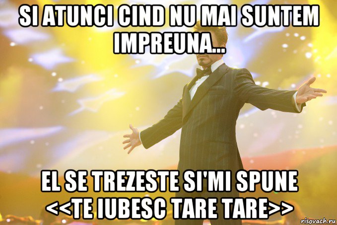 si atunci cind nu mai suntem impreuna... EL se trezeste si'mi spune <<te iubesc tare tare>>, Мем Тони Старк (Роберт Дауни младший)