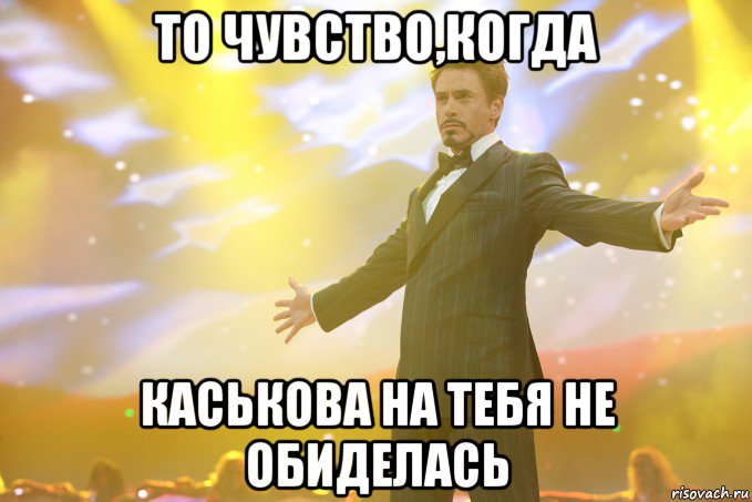 то чувство,когда каськова на тебя не обиделась, Мем Тони Старк (Роберт Дауни младший)