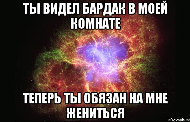 ты видел бардак в моей комнате теперь ты обязан на мне жениться, Мем Туманность