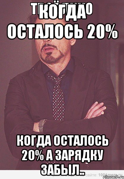 когда осталось 20% когда осталось 20% а зарядку забыл.., Мем  Мое выражение лица (вертик)