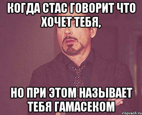 когда стас говорит что хочет тебя, но при этом называет тебя гамасеком, Мем твое выражение лица