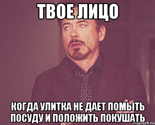 Твое лицо Когда улитка не дает помыть посуду и положить покушать, Мем твое выражение лица