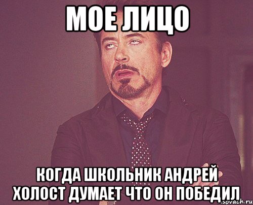 МОЕ ЛИЦО КОГДА ШКОЛЬНИК Андрей Холост ДУМАЕТ ЧТО ОН ПОБЕДИЛ, Мем твое выражение лица