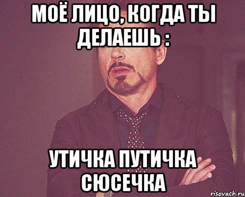 Моё лицо, когда ты делаешь : УТИЧКА ПУТИЧКА СЮСЕЧКА, Мем твое выражение лица