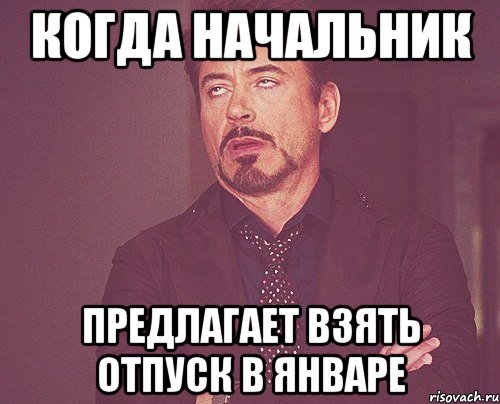 КОГДА НАЧАЛЬНИК предлагает взять отпуск в январе, Мем твое выражение лица