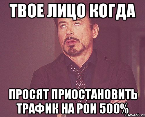 ТВОЕ ЛИЦО КОГДА ПРОСЯТ ПРИОСТАНОВИТЬ ТРАФИК НА РОИ 500%, Мем твое выражение лица