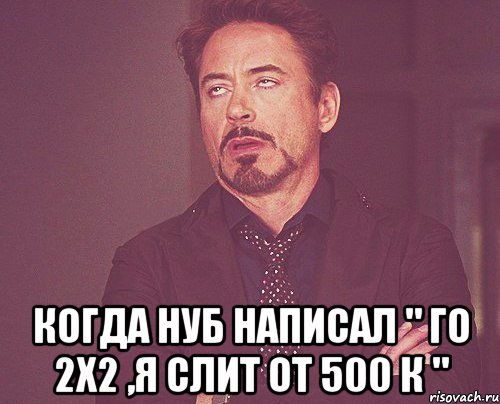  Когда нуб написал " Го 2х2 ,я слит от 500 к ", Мем твое выражение лица