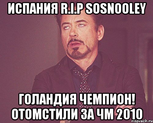 Испания R.I.P SOSNOOLEY Голандия чемпион! Отомстили за ЧМ 2010, Мем твое выражение лица