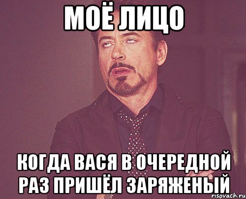 МОЁ ЛИЦО КОГДА ВАСЯ В ОЧЕРЕДНОЙ РАЗ ПРИШЁЛ ЗАРЯЖЕНЫЙ, Мем твое выражение лица