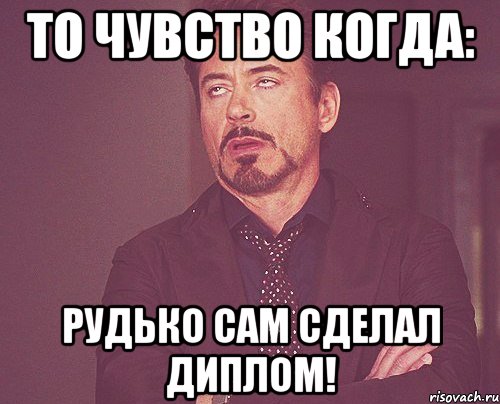 То чувство когда: Рудько сам сделал диплом!, Мем твое выражение лица