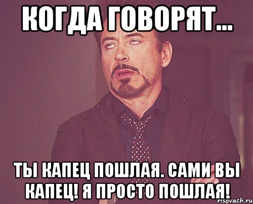 Когда говорят... Ты капец пошлая. Сами вы капец! Я просто пошлая!, Мем твое выражение лица