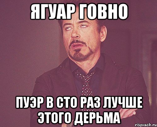 ЯГУАР ГОВНО ПУЭР В СТО РАЗ ЛУЧШЕ ЭТОГО ДЕРЬМА, Мем твое выражение лица