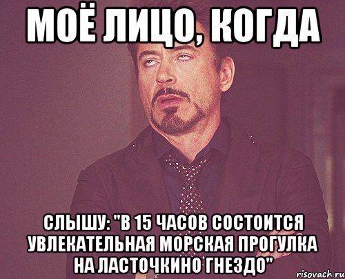 Моё лицо, когда Cлышу: "В 15 часов состоится увлекательная морская прогулка на ласточкино гнездо", Мем твое выражение лица