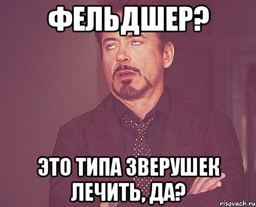 Фельдшер? Это типа зверушек лечить, да?, Мем твое выражение лица