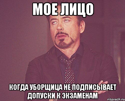 мое лицо когда уборщица не подписывает допуски к экзаменам, Мем твое выражение лица