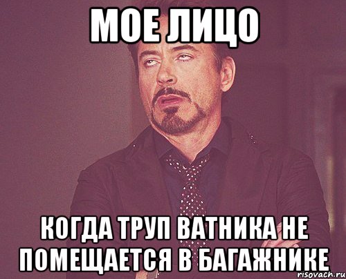 Мое лицо Когда труп ватника не помещается в багажнике, Мем твое выражение лица