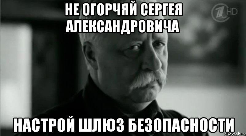 Не огорчяй Сергея Александровича Настрой шлюз безопасности, Мем Не расстраивай Леонида Аркадьевича