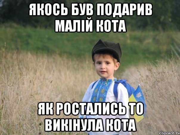 Якось був подарив Малій кота Як ростались то викінула кота, Мем Украина - Единая