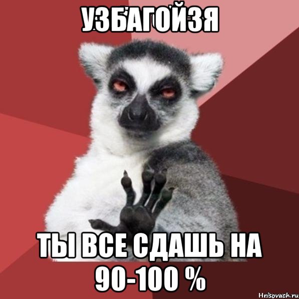 Узбагойзя Ты все сдашь на 90-100 %, Мем Узбагойзя