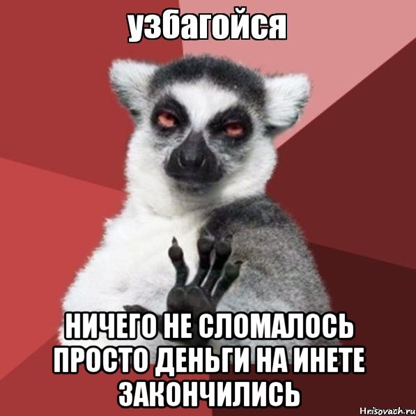  ничего не сломалось просто деньги на инете закончились, Мем Узбагойзя