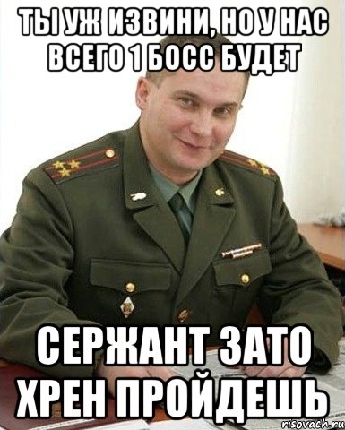 Ты уж извини, но у нас всего 1 босс будет Сержант Зато хрен пройдешь, Мем Военком (полковник)