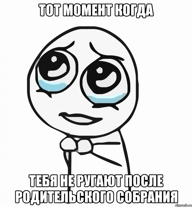 тот момент когда тебя не ругают после родительского собрания, Мем  ну пожалуйста (please)