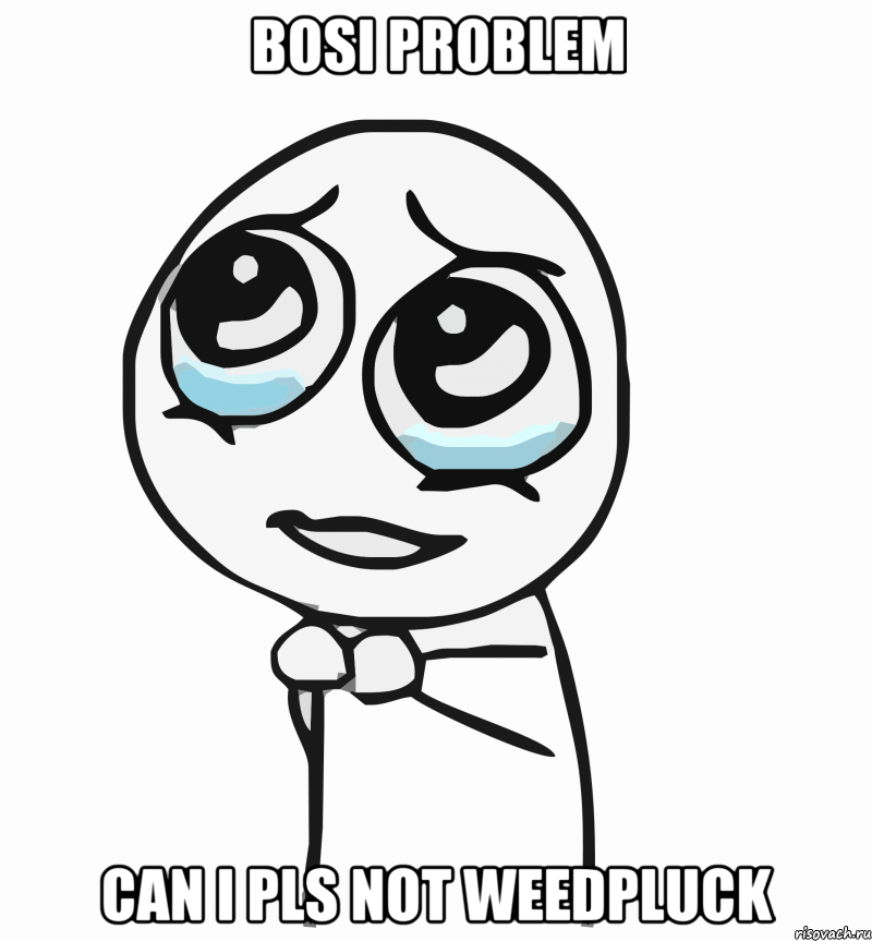 Bosi Problem Can I pls not weedpluck, Мем  ну пожалуйста (please)