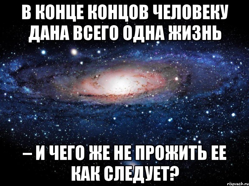 В конце концов человеку дана всего одна жизнь – и чего же не прожить ее как следует?, Мем Вселенная