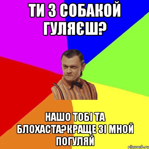 ти з собакой гуляєш? НАШО ТОБІ ТА БЛОХАСТА?КРАЩЕ ЗІ МНОЙ ПОГУЛЯЙ, Мем Вталька