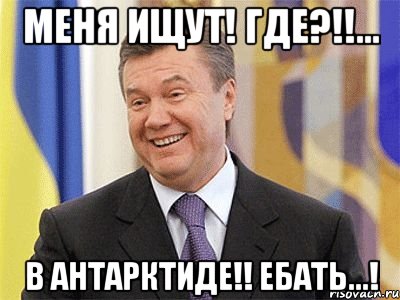 меня ищут! где?!!... в антарктиде!! ебать...!, Мем Янукович