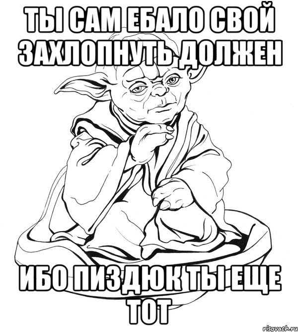 ты сам ебало свой захлопнуть должен ибо пиздюк ты еще тот, Мем Мастер Йода