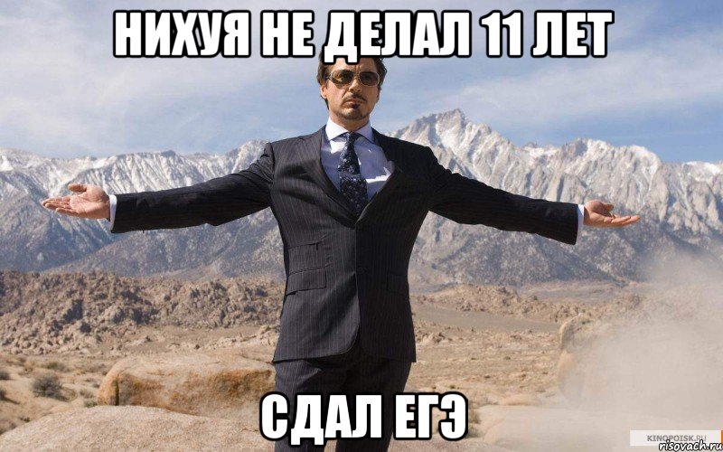 Нихуя не делал 11 лет Сдал егэ, Мем железный человек