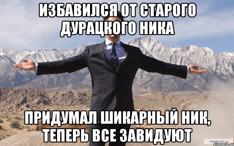 Избавился от старого дурацкого ника Придумал шикарный ник, теперь все завидуют, Мем железный человек