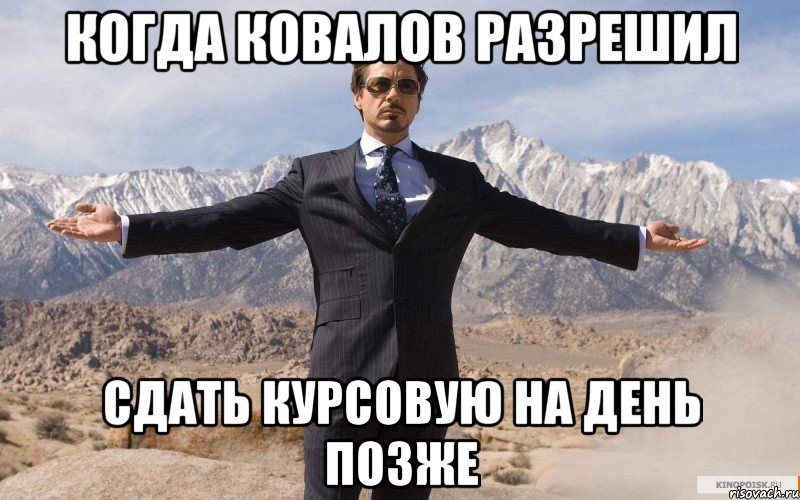 Когда Ковалов разрешил сдать курсовую на день позже, Мем железный человек